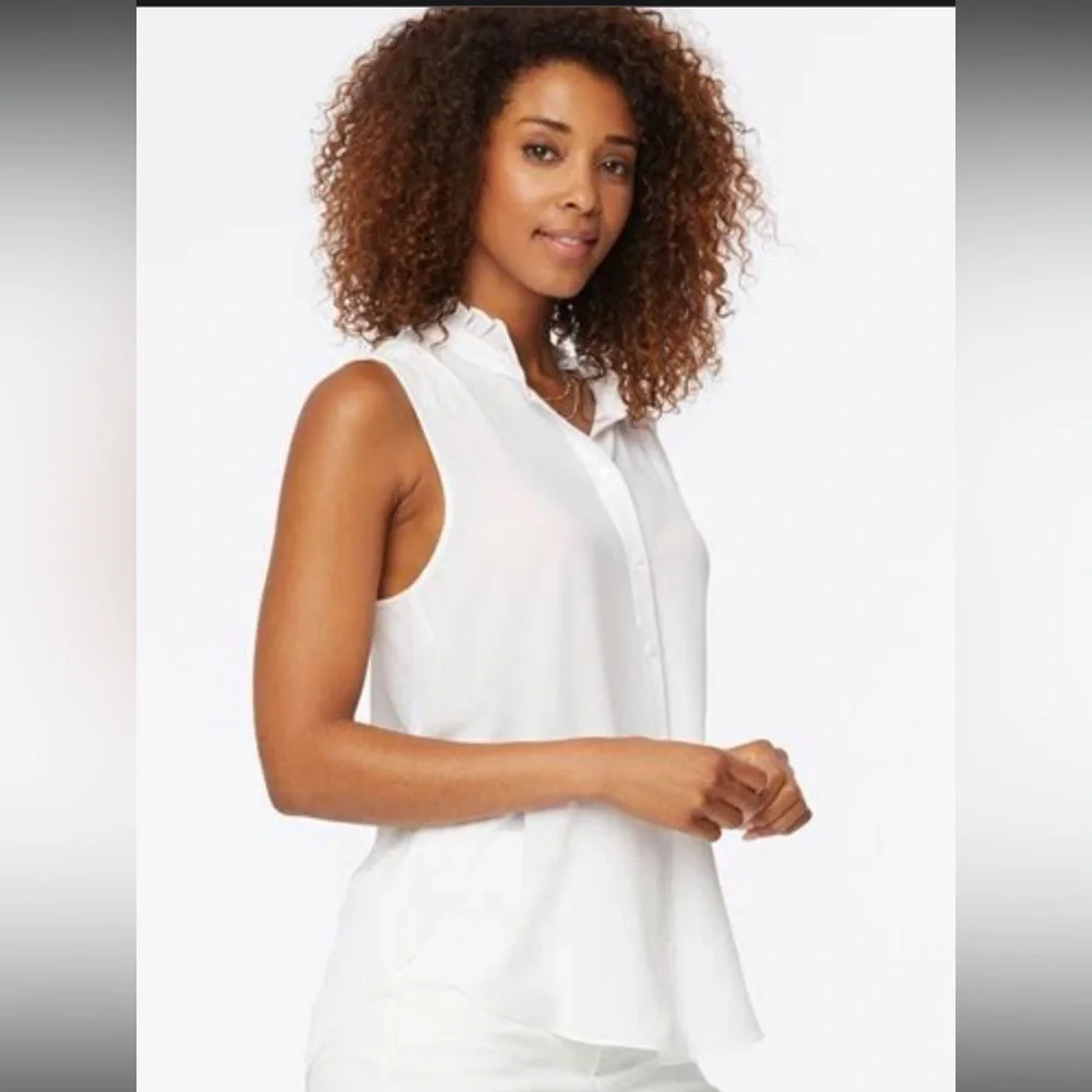 Forte Forte White Ruffle Neck Sleeveless Blouse - Picture 3 of 13